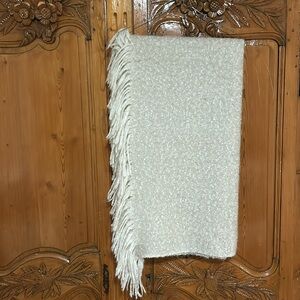 Calvin Klein Off White Fringe Revetsible Throw Blanket